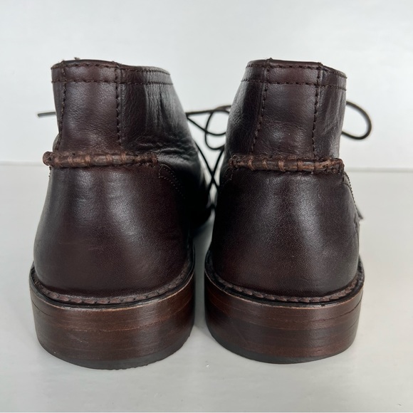 ♦️SOLD♦️FRYE Dark Brown Leather Braided Back Lace Up Chukka Ankle Boots Sz - Picture 6 of 16